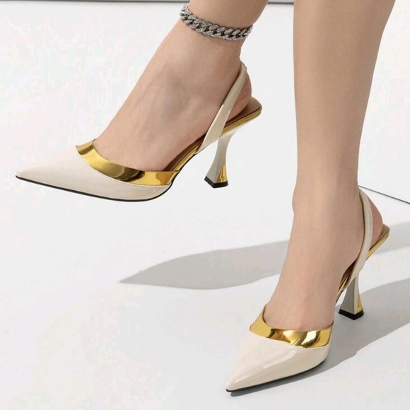 Shoes - New Fashion Golden Pearl Decorated Elegant High Heels Party Shoes For Women